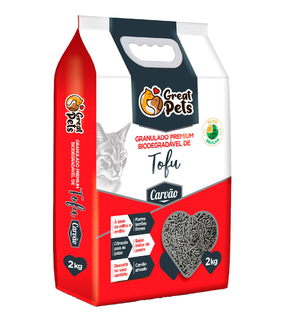 SANITARIO GRANULADO TOFU CARBON ACTIVADO 2KG GREAT PETS