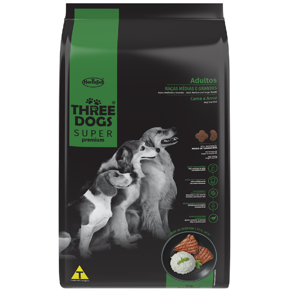 THREE DOGS Super Premium Adulto Raza Med/Gdes. 3Kg.