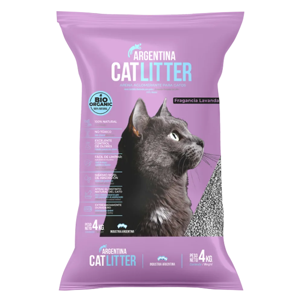 ARENA AGLOMERANTE CAT LITTER LAVANDA 4Kg.