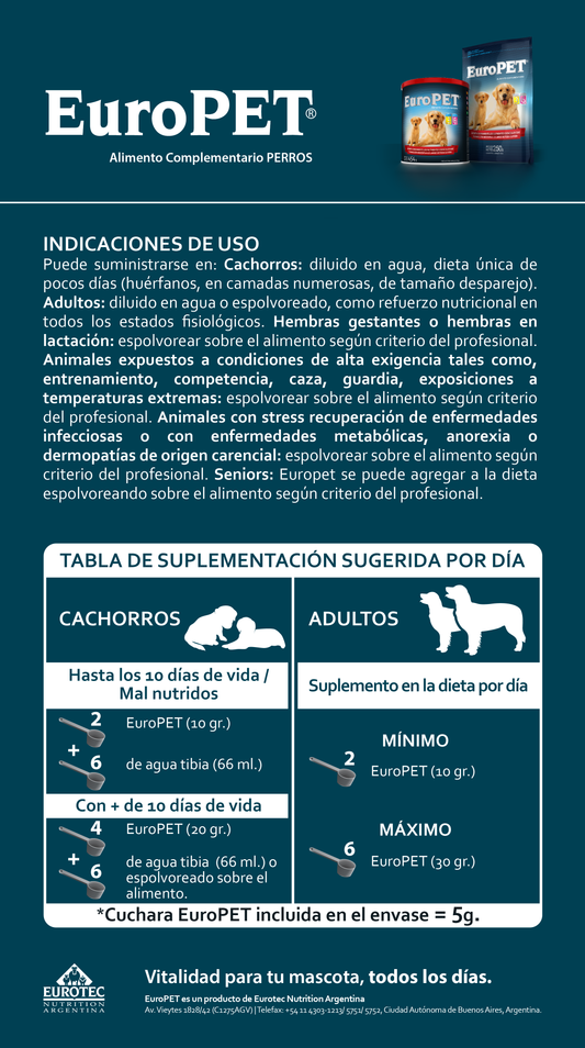 ALIMENTO COMPLEMENTARIO EUROPET PERROS 250 G