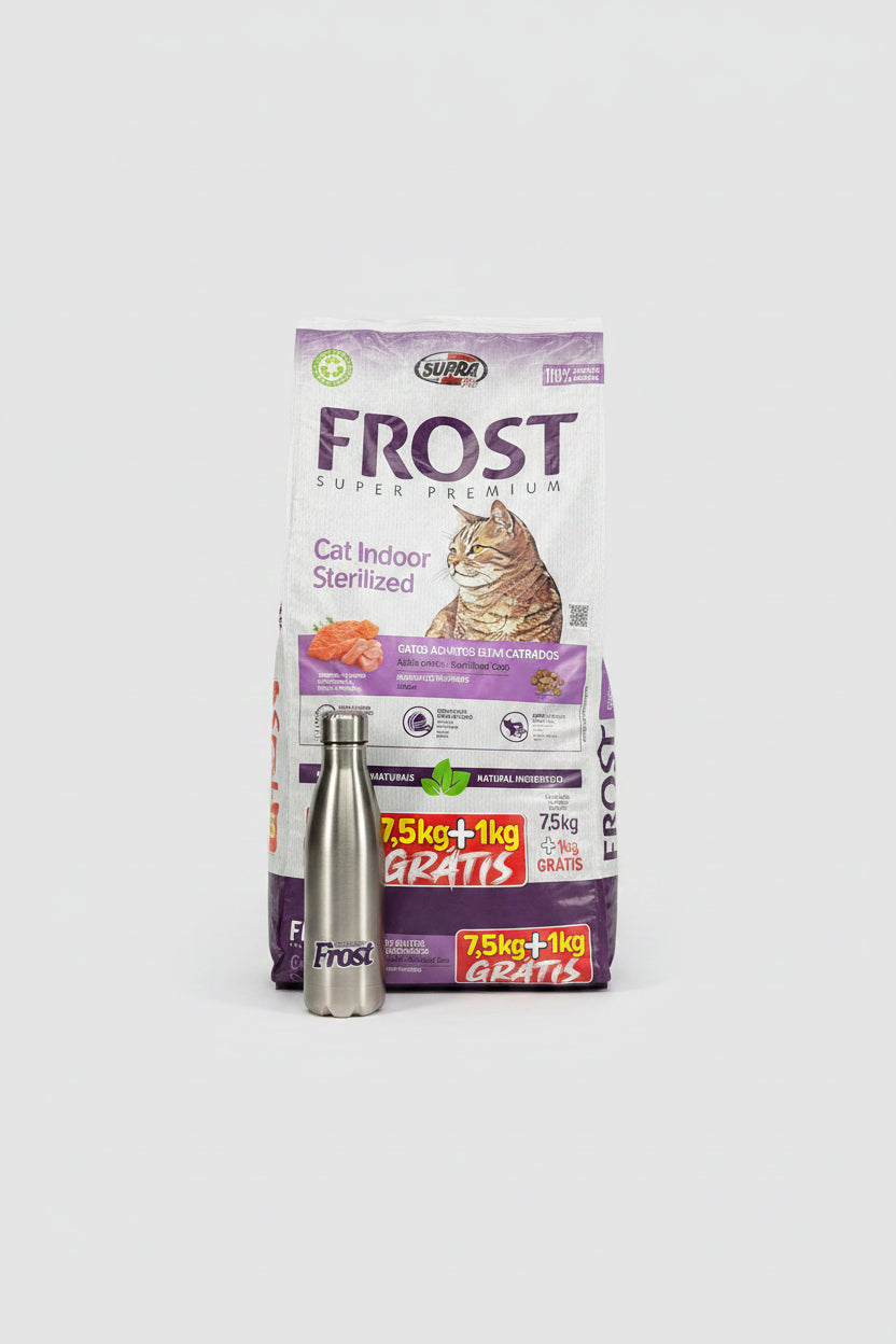FROST  GATO CASTRADOS INDOOR  7,5KG+1 KG  + BOTELLA DE REGALO