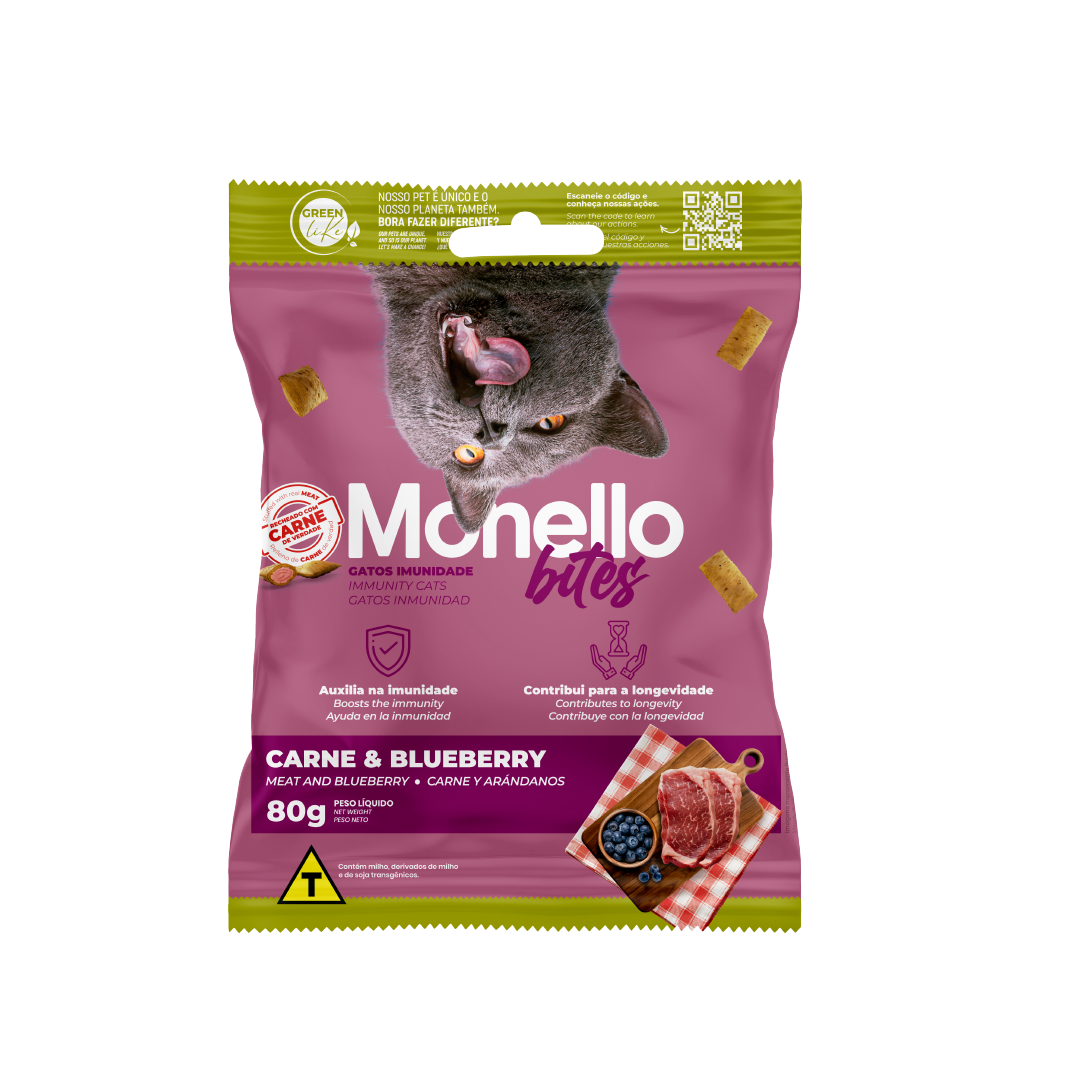 MONELLO BITES GATO CARNE  Y BLUEBERRY 80 G