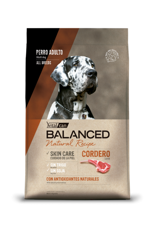 BALANCED NATURAL RECIPE PERROS ADULTOS CORDERO 15Kg.