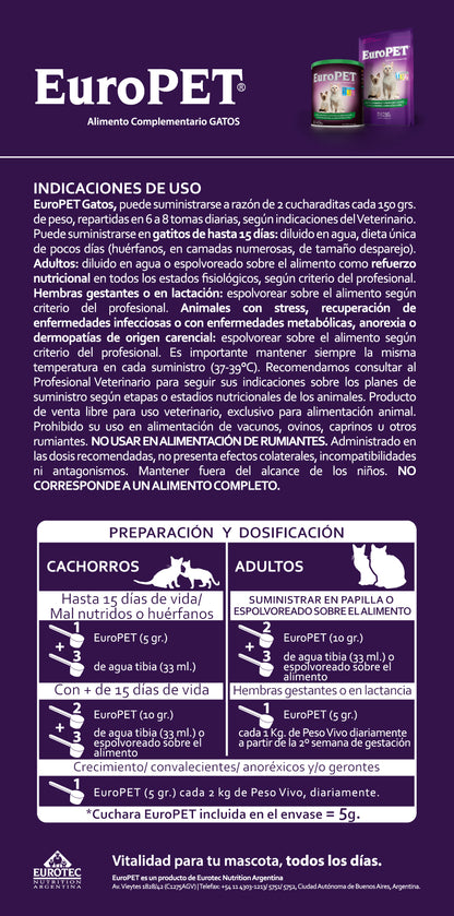 ALIMENTO COMPLEMENTARIO EUROPET GATO 250 G