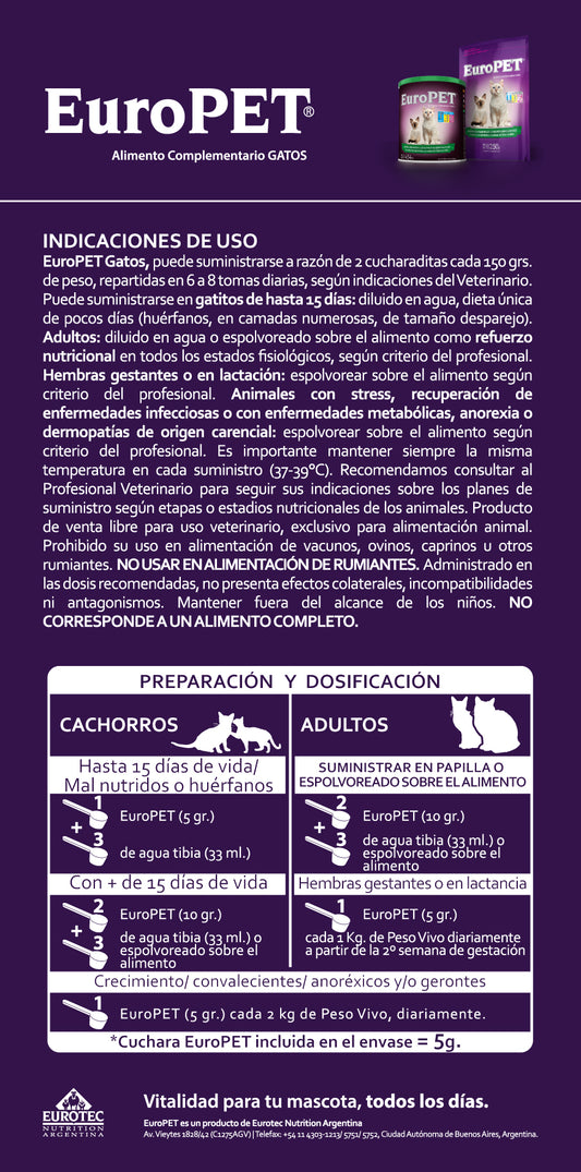 ALIMENTO COMPLEMENTARIO EUROPET GATO 250 G