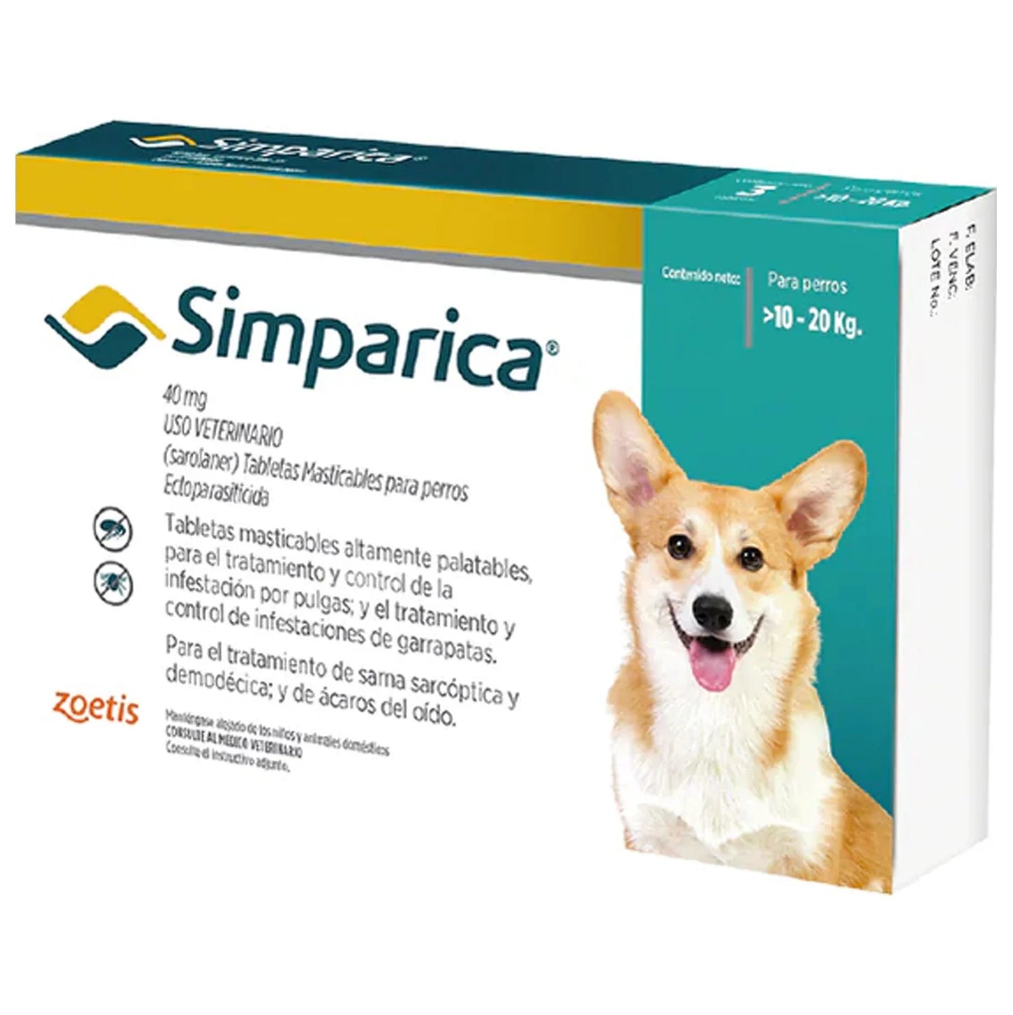 SIMPARICA 1 COMPRIMIDO(10-20Kg).