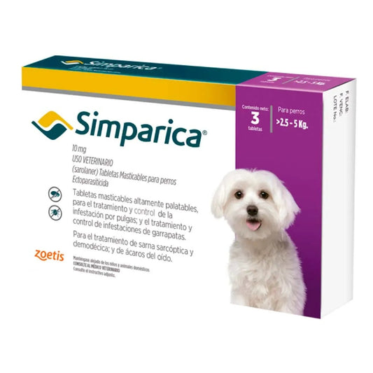 SIMPARICA 1 COMPRIMIDO(2.5-5Kg).