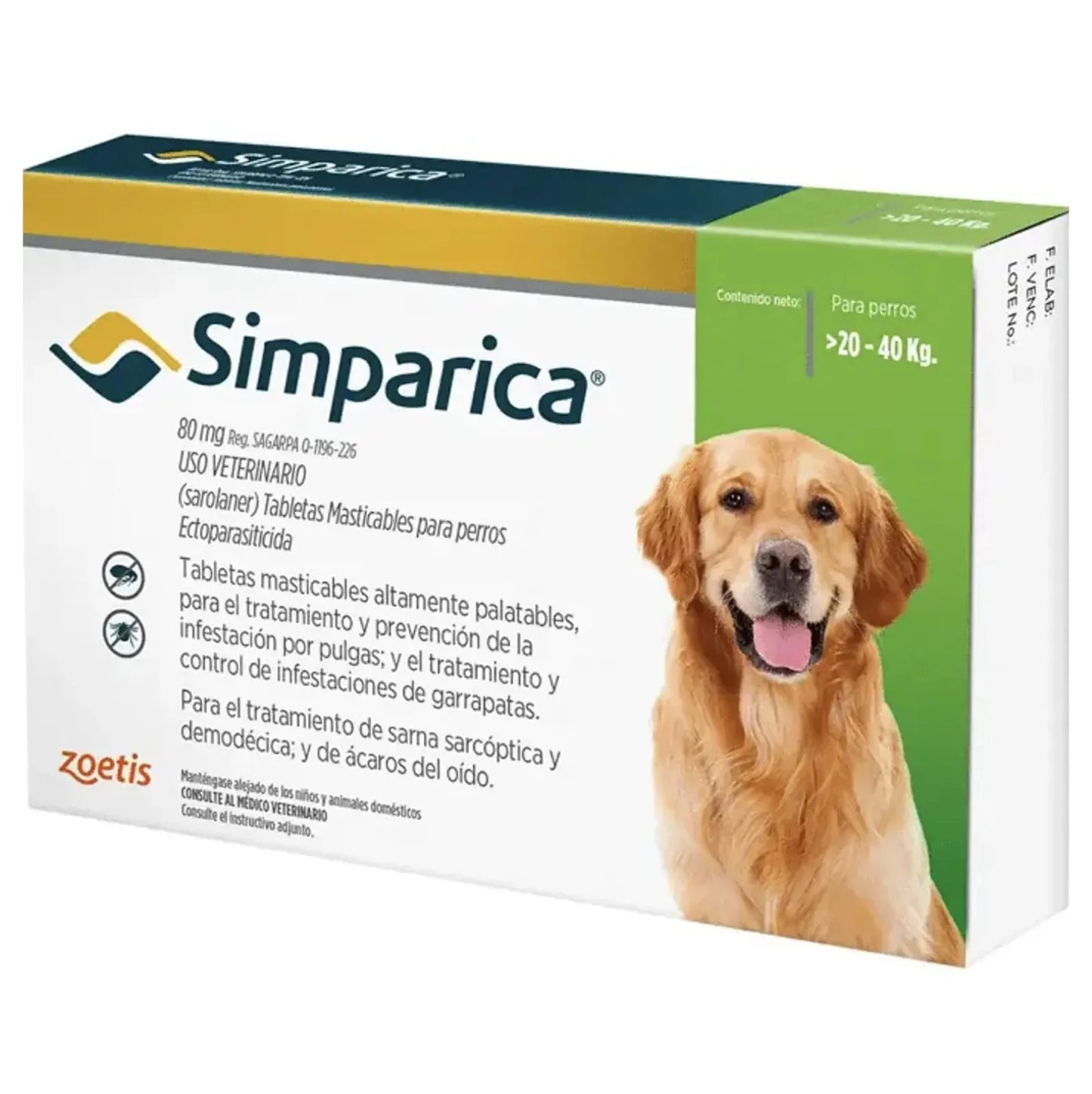 SIMPARICA 1 COMPRIMIDO(20-40Kg).