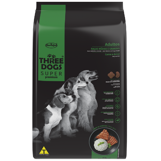 THREE DOGS  Super Premium Adulto Raza Med/Gdes. 3Kg.